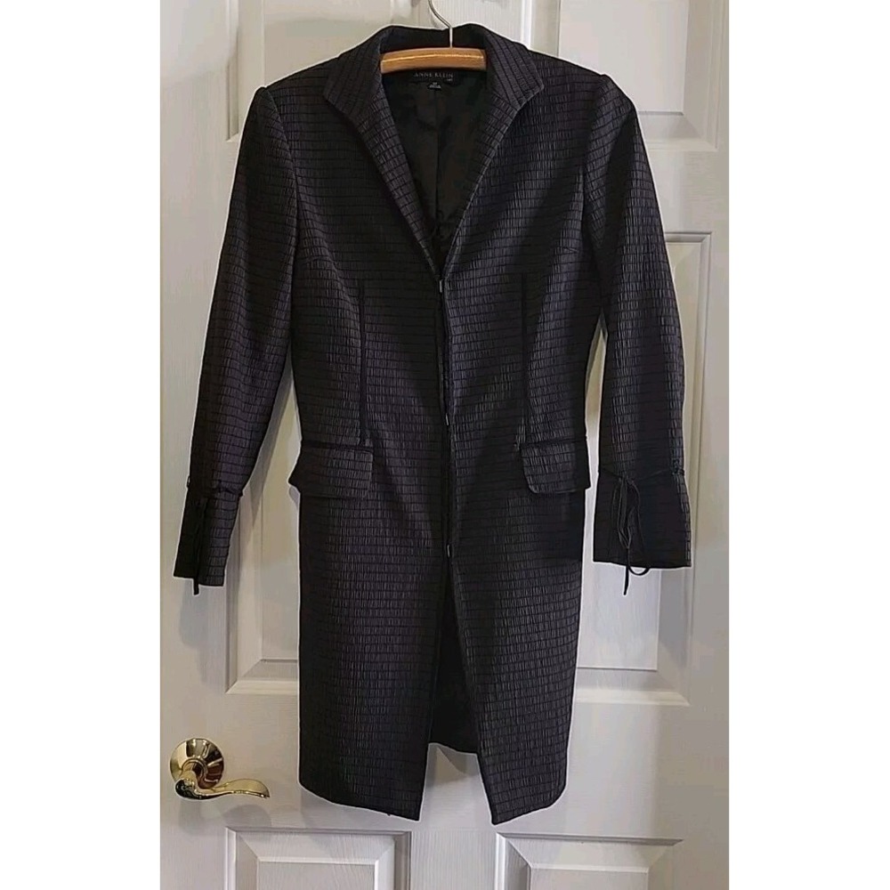 Anne Klein Suit Coat Black Womens Size 4P Slide Closure Spring Hong Kong Vintage